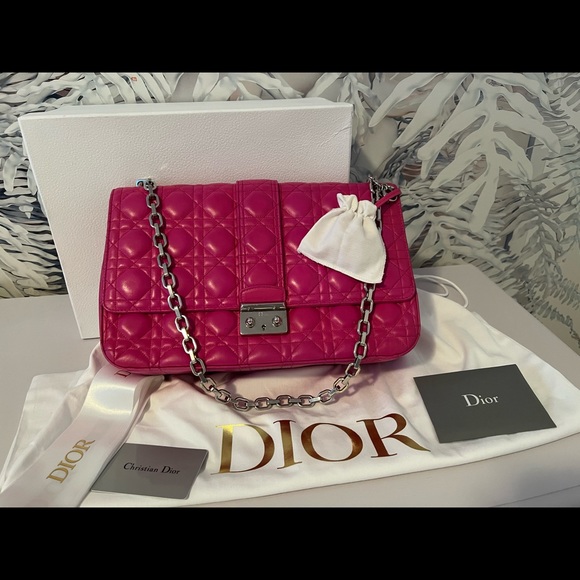 Christian Dior Fuchsia Cannage Quilted Lambskin Leather Miss Dior - Picture 9 of 15